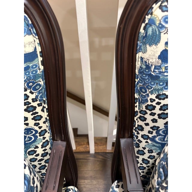 A. Rudin Pair of Custom A. Rudin Chairs Covered in Brunschwig and Fils Fabric For Sale - Image 4 of 9