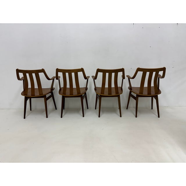 Teak Plywood Dining Chairs attributed to Pastoe, 1960s, Set of 4 For Sale - Image 17 of 18