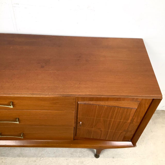Mid 20th Century Mid 20th Century Modern Walnut Nine Drawer Dresser For Sale - Image 5 of 12