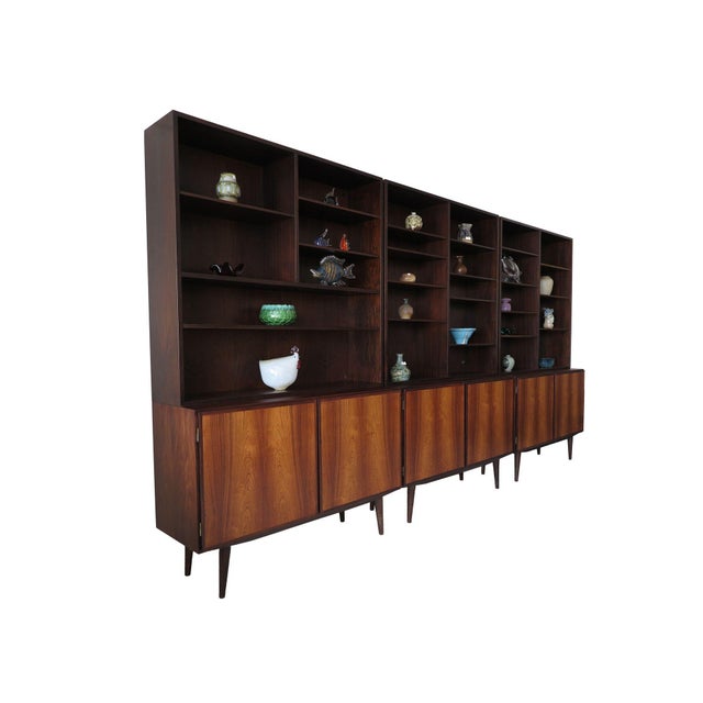 Three Omann Jun Mid 20th Century Danish Cabinets With Bookcase Hutches, Wallunit, Attributed For Sale - Image 11 of 11