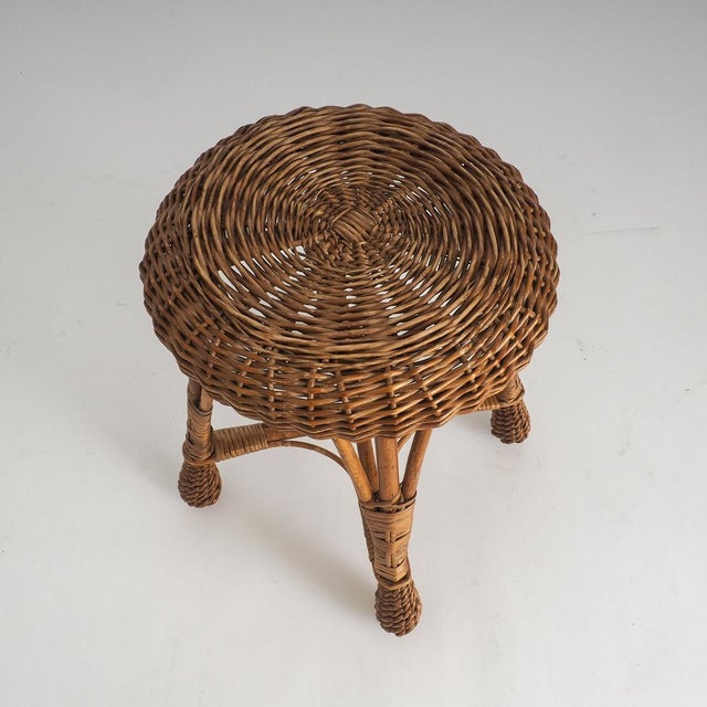 Vintage Rattan & Wicker Stool, 1970s For Sale - Image 12 of 13