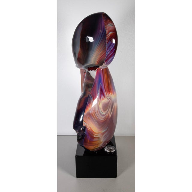 Abstract Dino Rosin L’Attesa Murano Calcedonia Glass Sculpture 22" H For Sale - Image 3 of 8