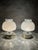 A pair of Graewe night lamps from the 1960s featuring richly textured glass shades and gold-coloured plastic bases. The...
