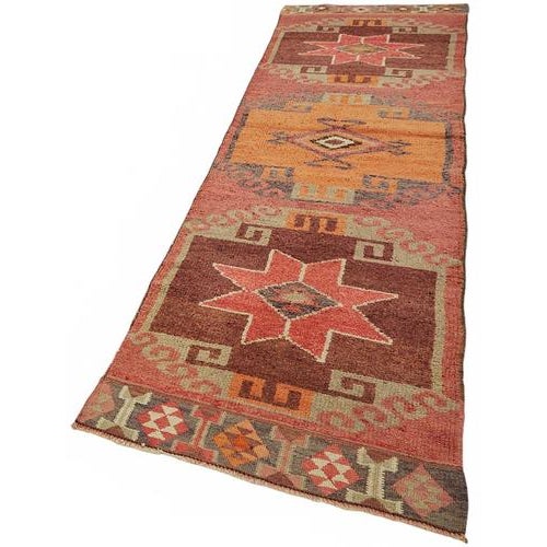 Boho Chic Red Bohemian Runner Rug For Sale - Image 3 of 7