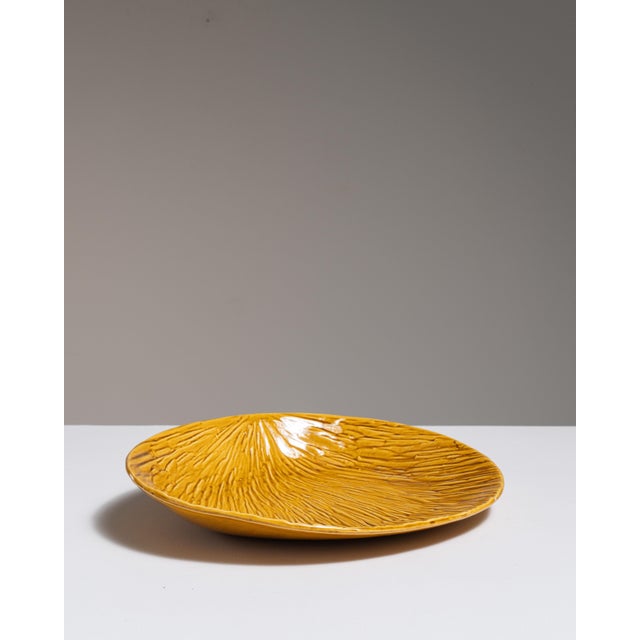 1970s 1970s Belgium Gold Ceramic Platter For Sale - Image 5 of 14