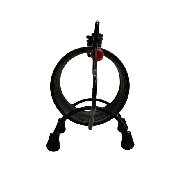1980s Vintage Postmodern Black Metal Coil Pig Letter Holder For Sale - Image 5 of 5