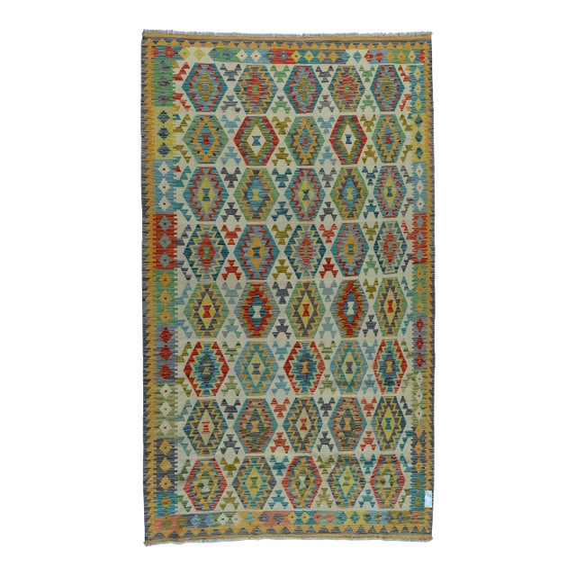 Modern Moroccan Style Hand Woven Colorful Kilim 6'6"x9'8" For Sale