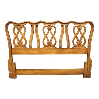 Contemporary Pierced Carved Walnut Finished Queen Size Headboard For Sale