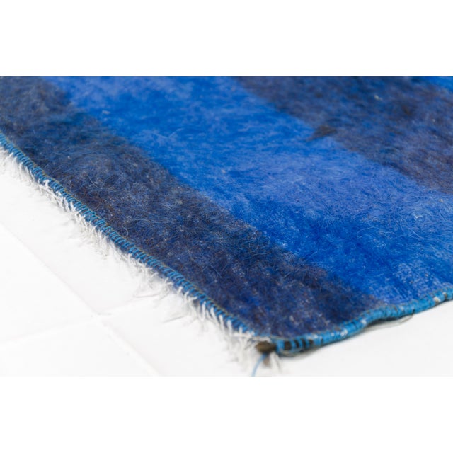 Turkish Blue Vintage Angora Wool Rug For Sale - Image 3 of 8