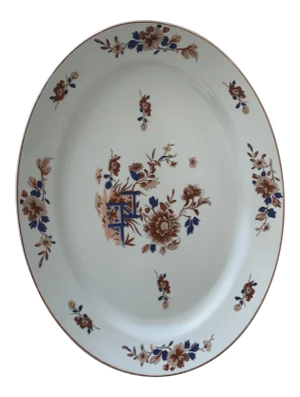 1960s Mottahedeh Amore Peony Pattern Oval Platter