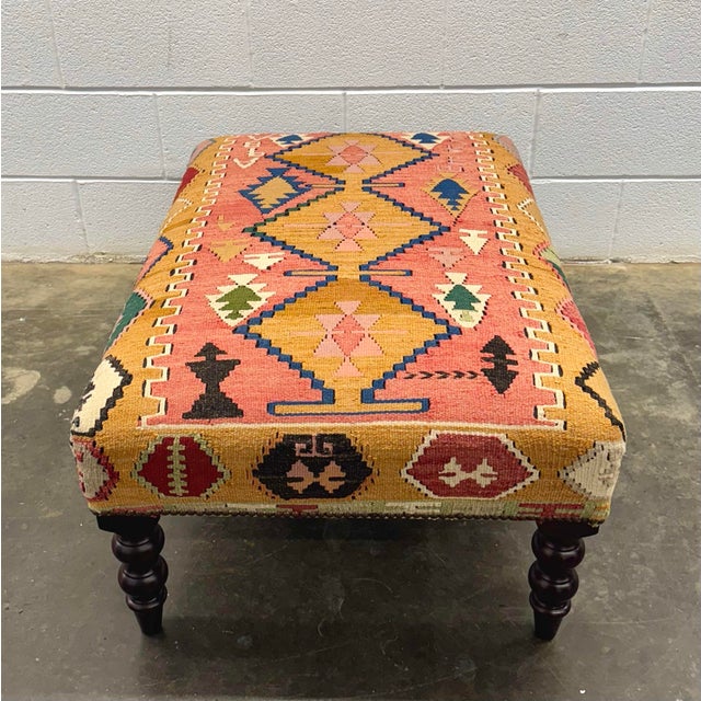 George Smith George Smith Kilim Ottoman For Sale - Image 4 of 8