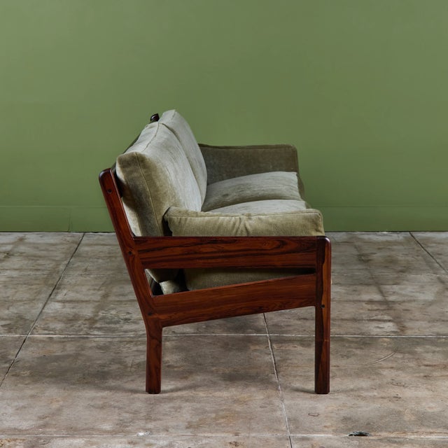 Mid 20th Century Rosewood and Mohair Velvet Sofa For Sale - Image 5 of 16