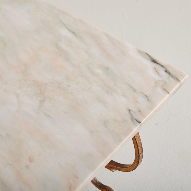 Metal French Brass Base Coffee Table with Blush Marble Top, 1950s For Sale - Image 7 of 11