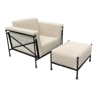 Michael Taylor Attributed "Jerome" Lounge Chair and Ottoman For Sale
