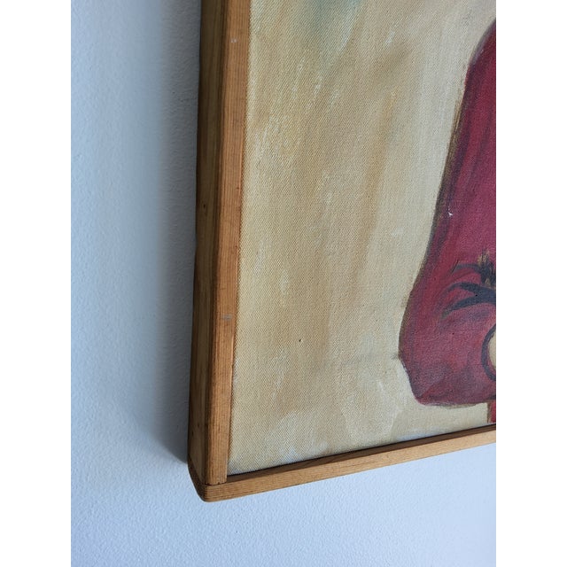 Mid Century Modernist Oil Portrait Painting by Woodstock Art Colony Artist Carolyn Haeberlin 1956 "Indian" For Sale - Image 16 of 18