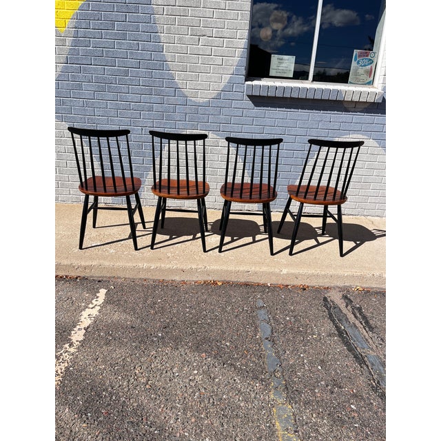 Black Set of 4 Fanett Dining Chairs in the Style of Ilmari Tapiovaara, Circa 1960 For Sale - Image 8 of 13