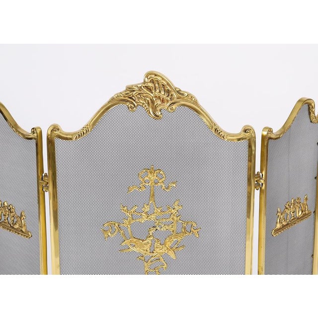 Rococo Antique French Rococo Gilt Bronze Flaming Torch Triple Fire Screen, 1870s For Sale - Image 3 of 12