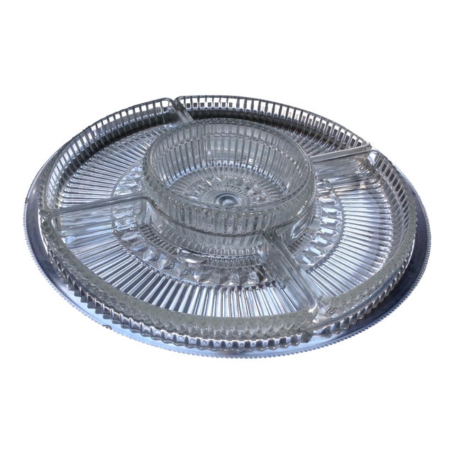 Vintage Glass Lazy Susan Divided Serving Tray Chairish