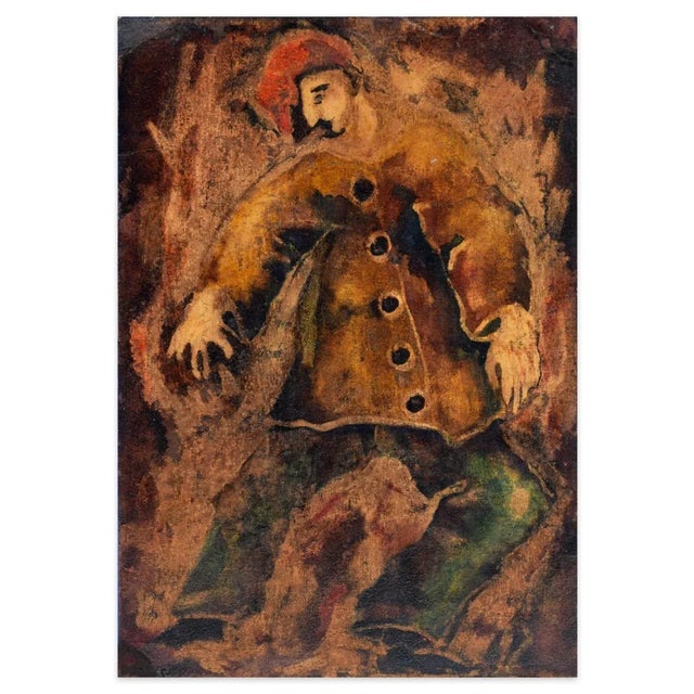 Figure is an original drawing in oil on cardboard, realized by the italian artist antonio camarca (rome 1920-?). The state...