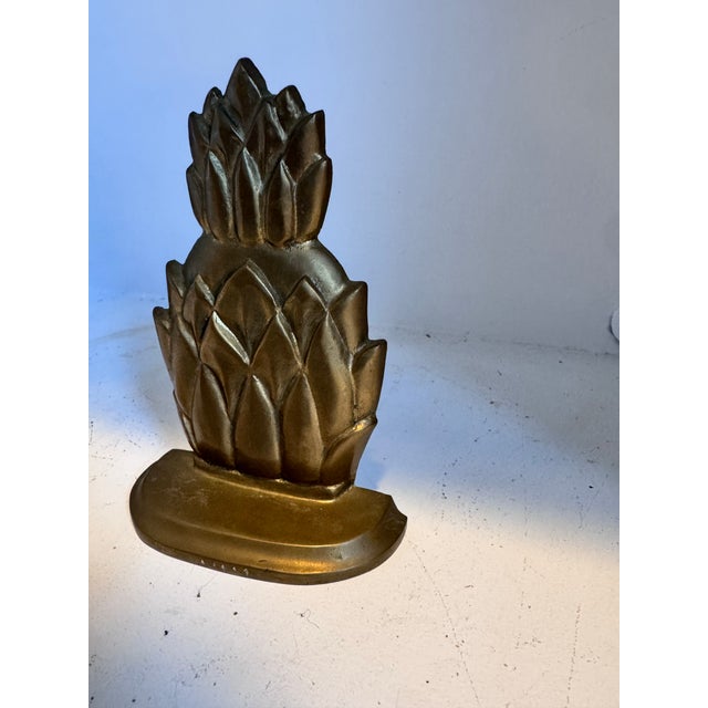 Vintage Brass Pineapple Doorstopper Bookend For Sale - Image 11 of 12