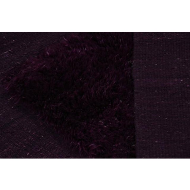 Purple Rug & Kilim’s Moroccan Rug With Purple Geometric Pattern in a High-Low Texture For Sale - Image 8 of 8