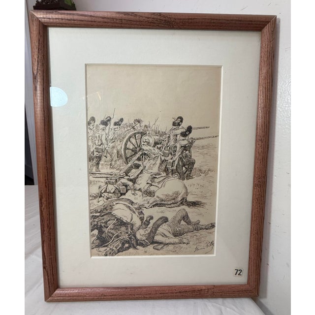 19th Century Original 19th Century Antique Henri Pille Military War Battle Pen Ink Drawing For Sale - Image 5 of 18
