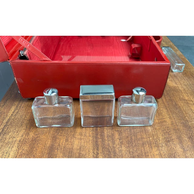 Glass Mid-Century Modern German Red Beauty Vanity Mirror Case, 1960s For Sale - Image 7 of 18