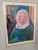 Kelly Green Watercolor Portrait of Lady With Scarf; Mid 20th Century For Sale - Image 8 of 8