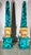 Pair of Vintage Grand tour Style Faux malachite and gilt brass obelisks of the Minerva (Minerveo). Italian, alabaster,...