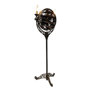 Antique American Art Nouveau Floor Light Fan from Cincinnati Victor Company Luminaire, 1920s For Sale