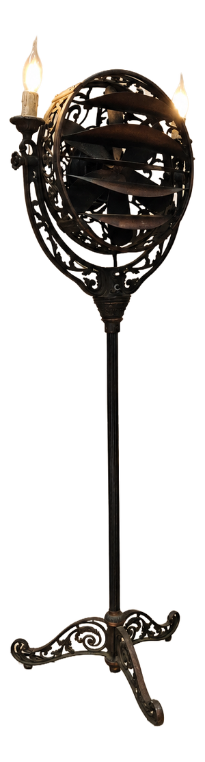 Antique American Art Nouveau Floor Light Fan from Cincinnati Victor Company Luminaire, 1920s