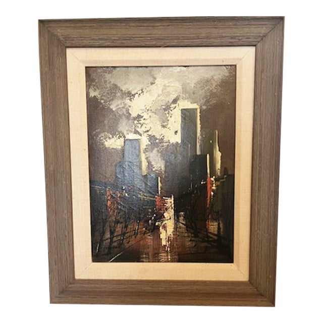 Mid 20th Century Abstract Cityscape Painting For Sale
