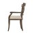 A Provincial armchair, the curved bar toprail above an "X" back and upholstered seat, on carved sabre legs. The original...