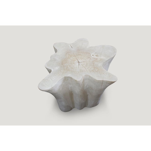 Contemporary Andrianna Shamaris Bleached Teak Wood Organic Side Table For Sale - Image 3 of 5