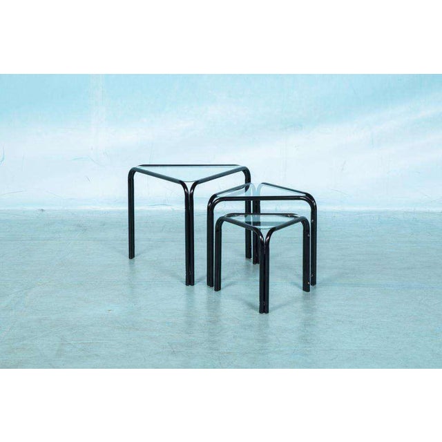 Contemporary Minimalist Triangular Nesting Tables, 1980s, Set of 3 For Sale - Image 3 of 15