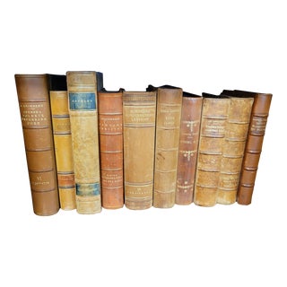 Vintage 1930s Leather Books - Set of 10 For Sale