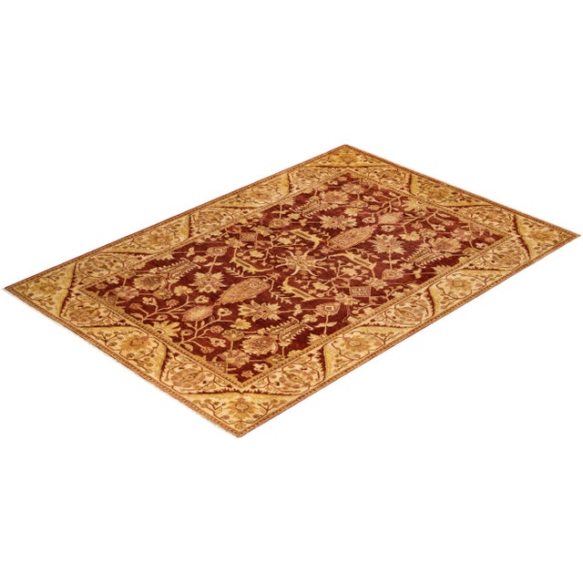 Orange Vintage Traditional Hand Knotted Wool Area Rug, Orange - 6'1" X 8'10" For Sale - Image 8 of 9