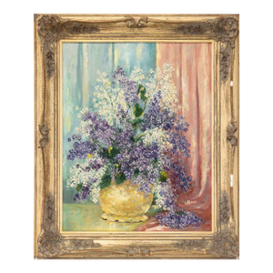 Margaret A. Rice Lilacs Still Life Oil on Canvas