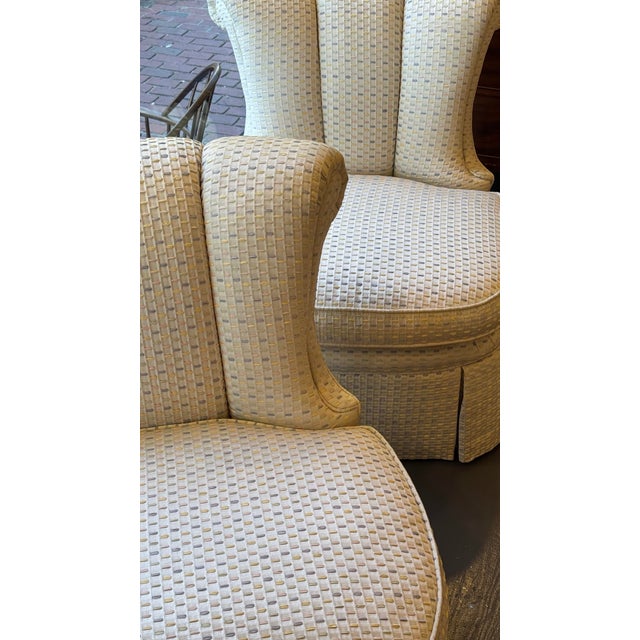 Textile Mid 20th Century Slipper Chairs by Century Hickory n.c. For Sale - Image 7 of 9