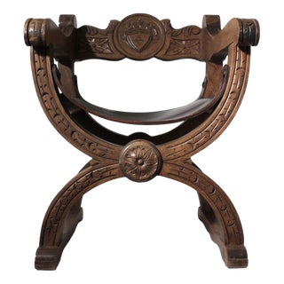 Renaissance Revival Oak Dante Chair, Sweden, 1850s For Sale