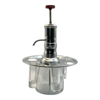 1950’s Chrome & Glass Drinks Dispenser Pump With Four Glasses For Sale