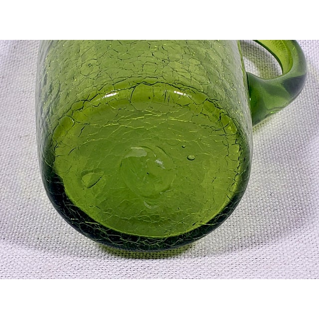Glass Vintage Original Blenko Mid-Century Modern Hand Made Crackle Glass Pitcher For Sale - Image 7 of 7