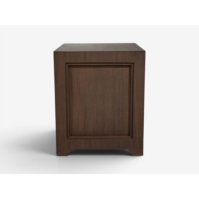Brown Modern, Nightstands or Bedside Tables, Stained Wood, Brass, Usa, 21st C. For Sale - Image 8 of 9
