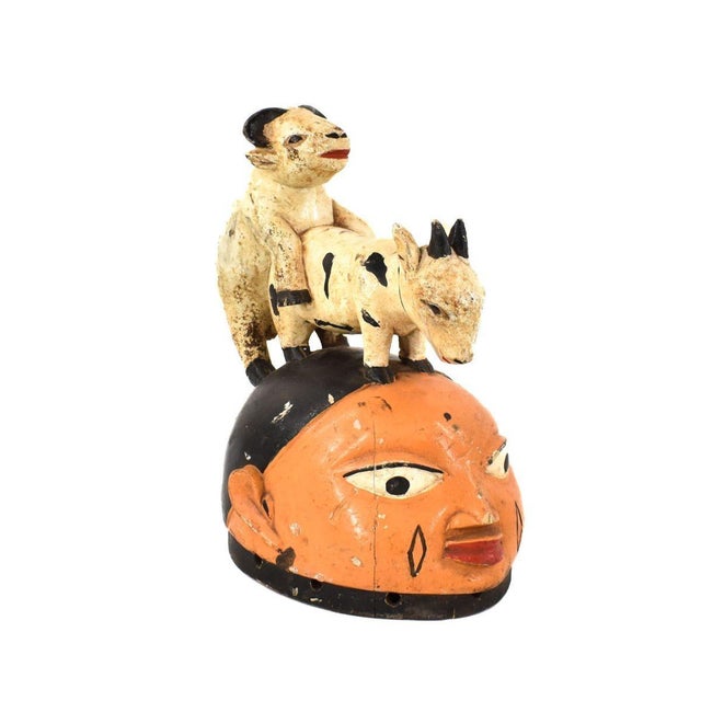Early 20th Century Yoruba Gelede Mask with Goat Figures Nigeria For Sale In Denver - Image 6 of 7