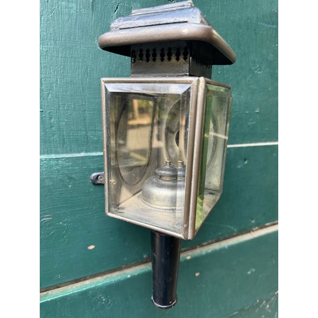Black Pair of 19th Century Carriage Lanterns. For Sale - Image 8 of 9