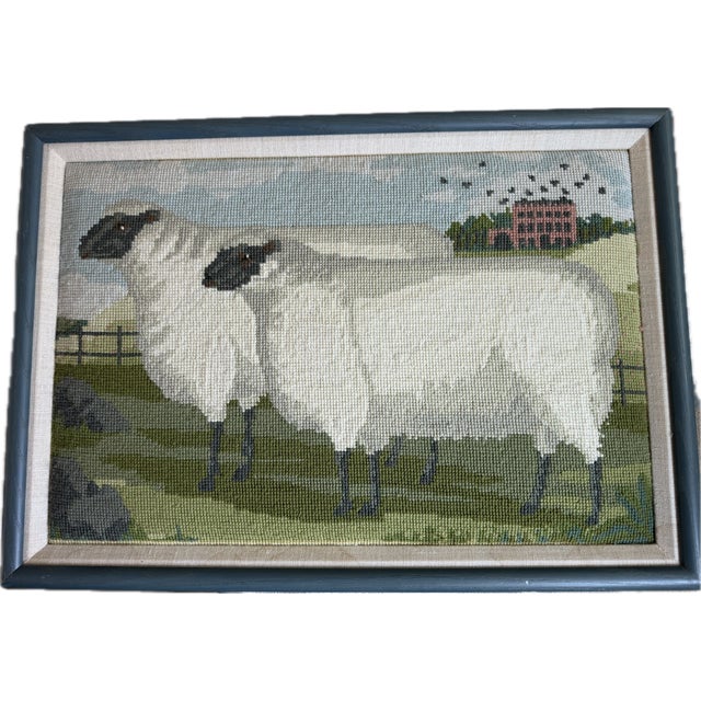 1990s Custom Framed Hand-Embroidered English Country Needlepoints – Set of Four For Sale - Image 5 of 18