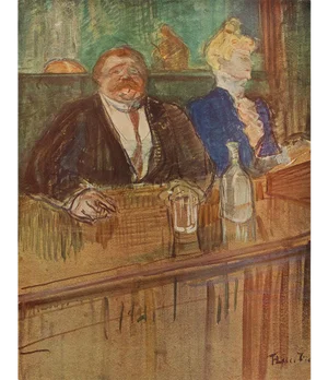 1940s After Toulouse-Lautrec "At the Bar" First Edition Swiss Lithograph