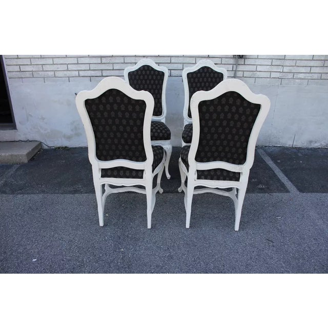 Early 20th Century Set of 4 French Louis XVI Hand Painted Side, Dining Chairs with New Upholstery For Sale - Image 4 of 8
