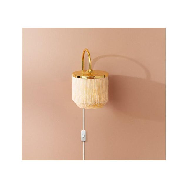 Mid-Century Modern Scandinavian Cream Fringe Wall Lamp, 1960s For Sale - Image 3 of 8