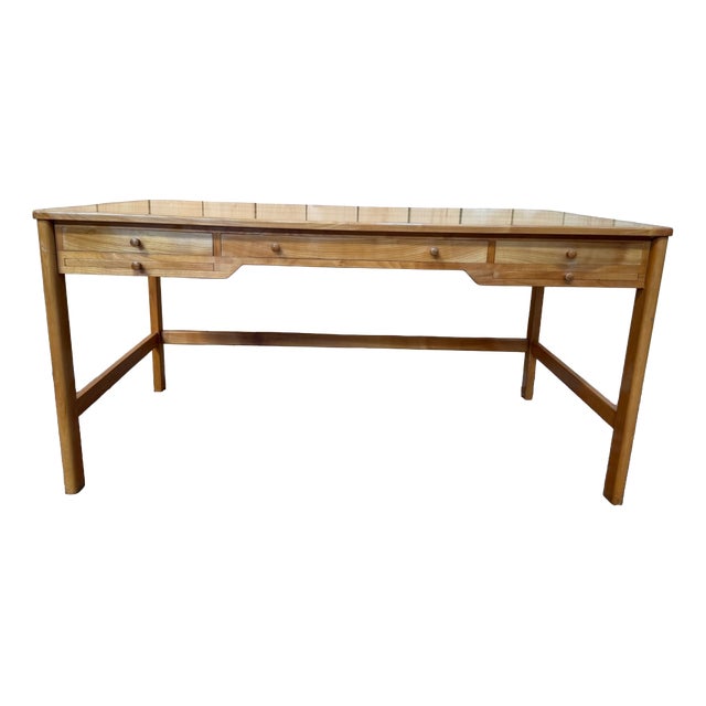 Scandinavian Style Flat Desk in Walnut and Oak attributed to Petersen Bernt, 1960s For Sale